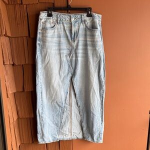 Light Blue Denim Maxi Skirt